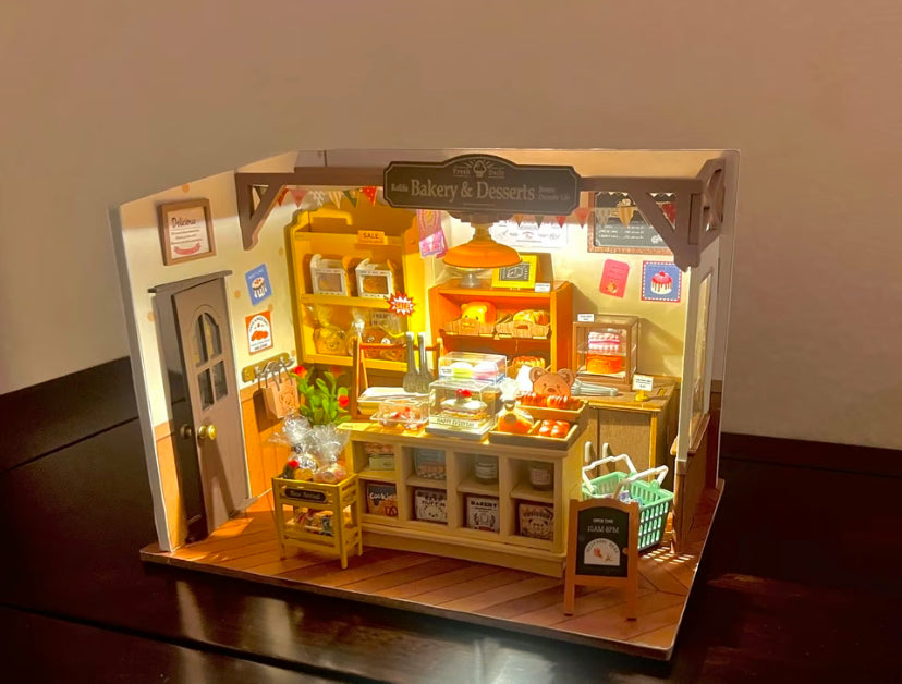 Robotime Rolife Becka's Baking House Maison miniature à monter soi-même pour enfants Jouets d'assemblage en bois 3D Connexion facile Décoration de la maison