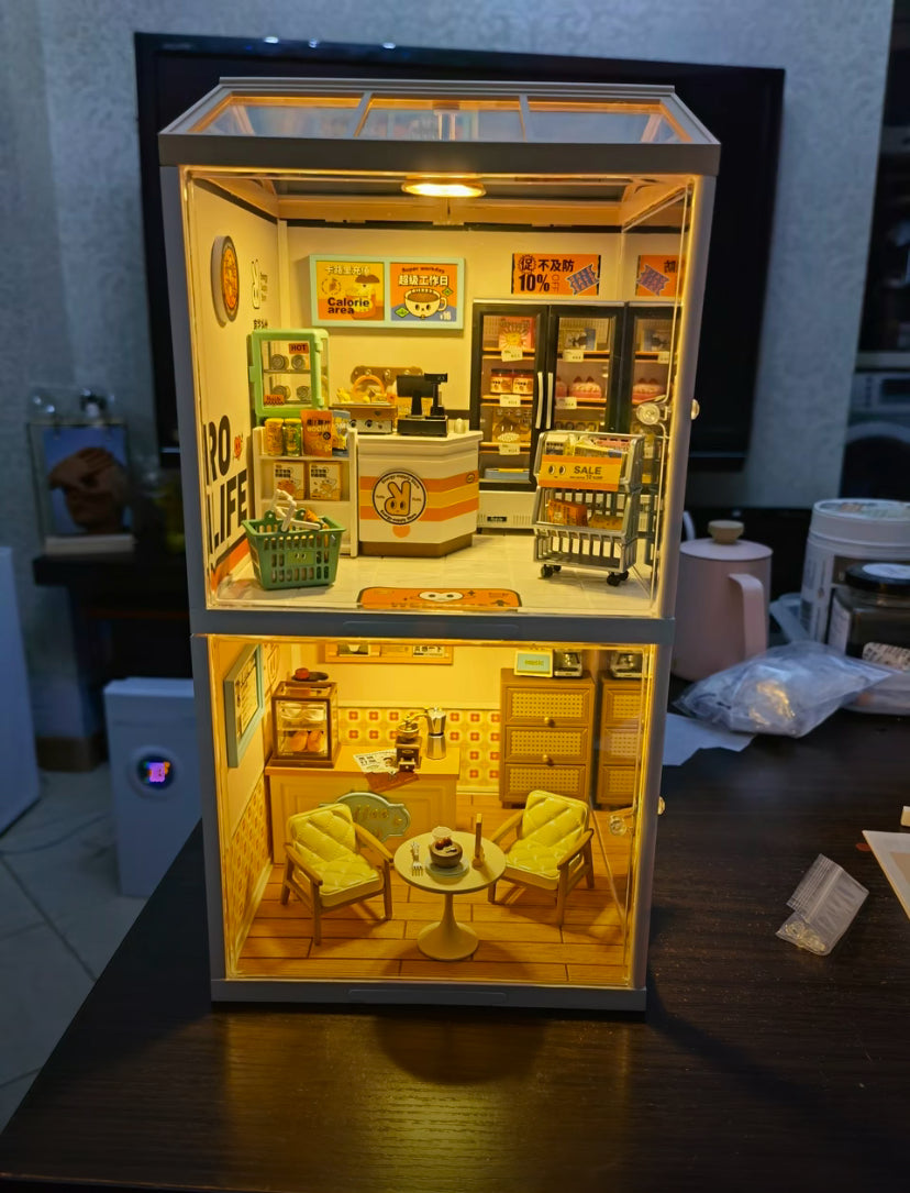 Robotime Rolife Super Store Series - Juego de bloques de construcción para casa de muñecas en miniatura, rompecabezas 3D de plástico para regalos