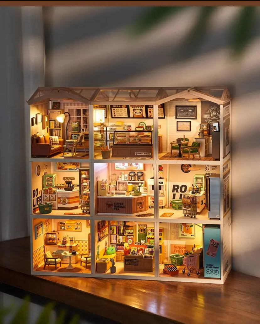 Robotime Rolife Super Store Series - Juego de bloques de construcción para casa de muñecas en miniatura, rompecabezas 3D de plástico para regalos