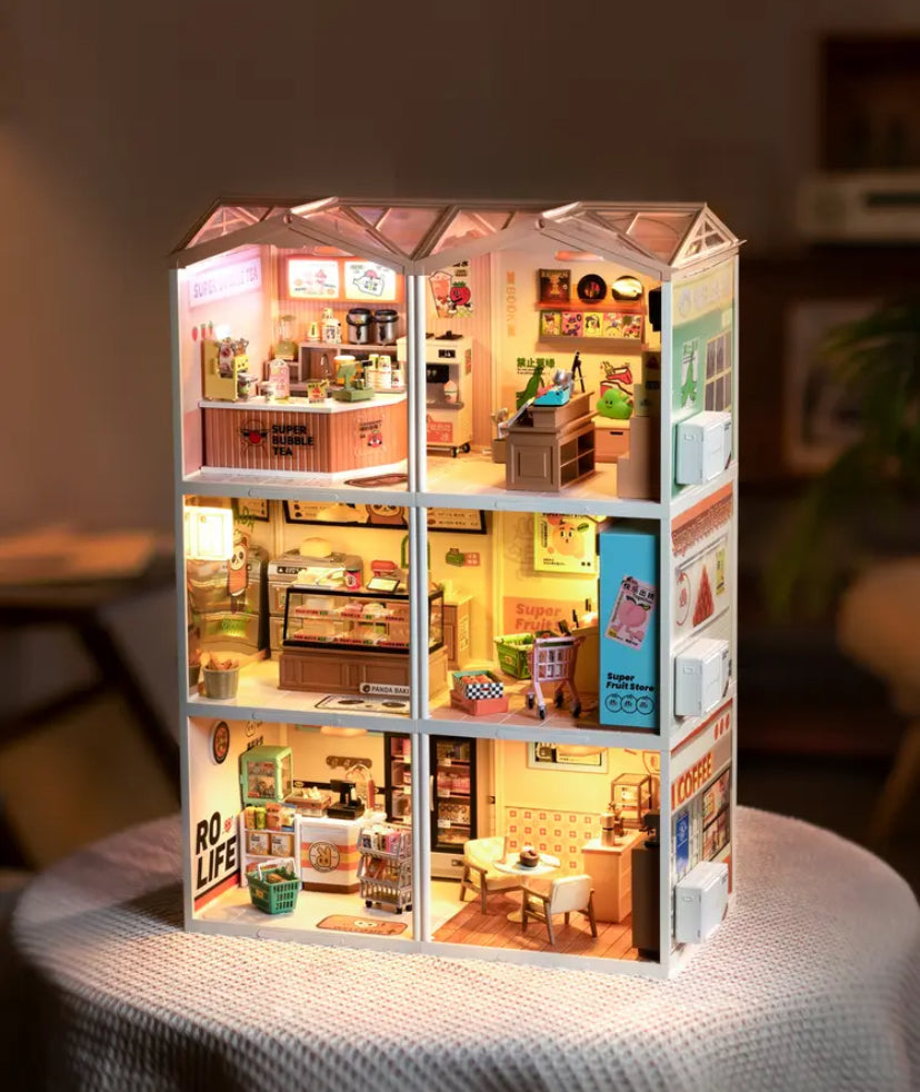 DW008 Robotime Rolife Kit de modelo DIY Happy Meals Kitchen Rompecabezas de plástico 3D Casa en miniatura DIY