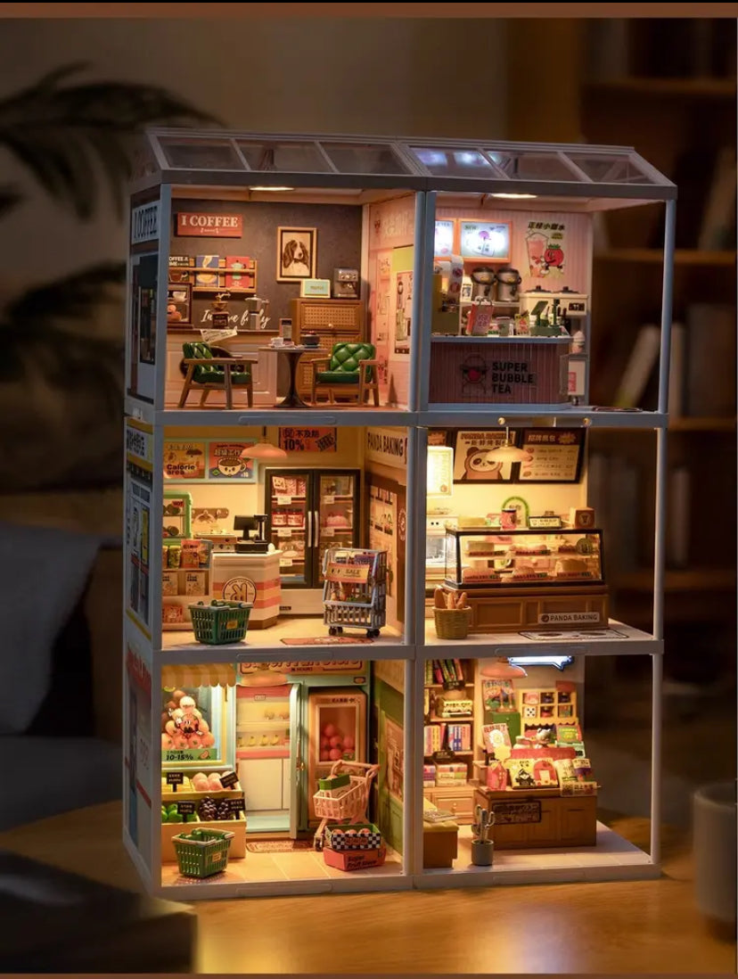 Robotime Rolife Super Store Series - Juego de bloques de construcción para casa de muñecas en miniatura, rompecabezas 3D de plástico para regalos