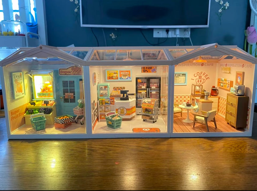 Robotime Rolife Super Store Series - Juego de bloques de construcción para casa de muñecas en miniatura, rompecabezas 3D de plástico para regalos