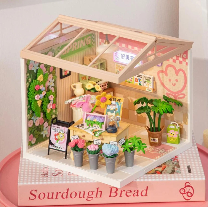 DW017 Rolife Fresh Flower Shop Bloques Modelo Construcción Juguetes Plástico DIY Miniatura Casa Kit