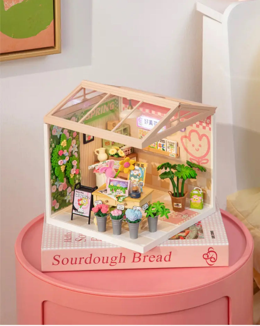 DW017 Rolife Fresh Flower Shop Bloques Modelo Construcción Juguetes Plástico DIY Miniatura Casa Kit