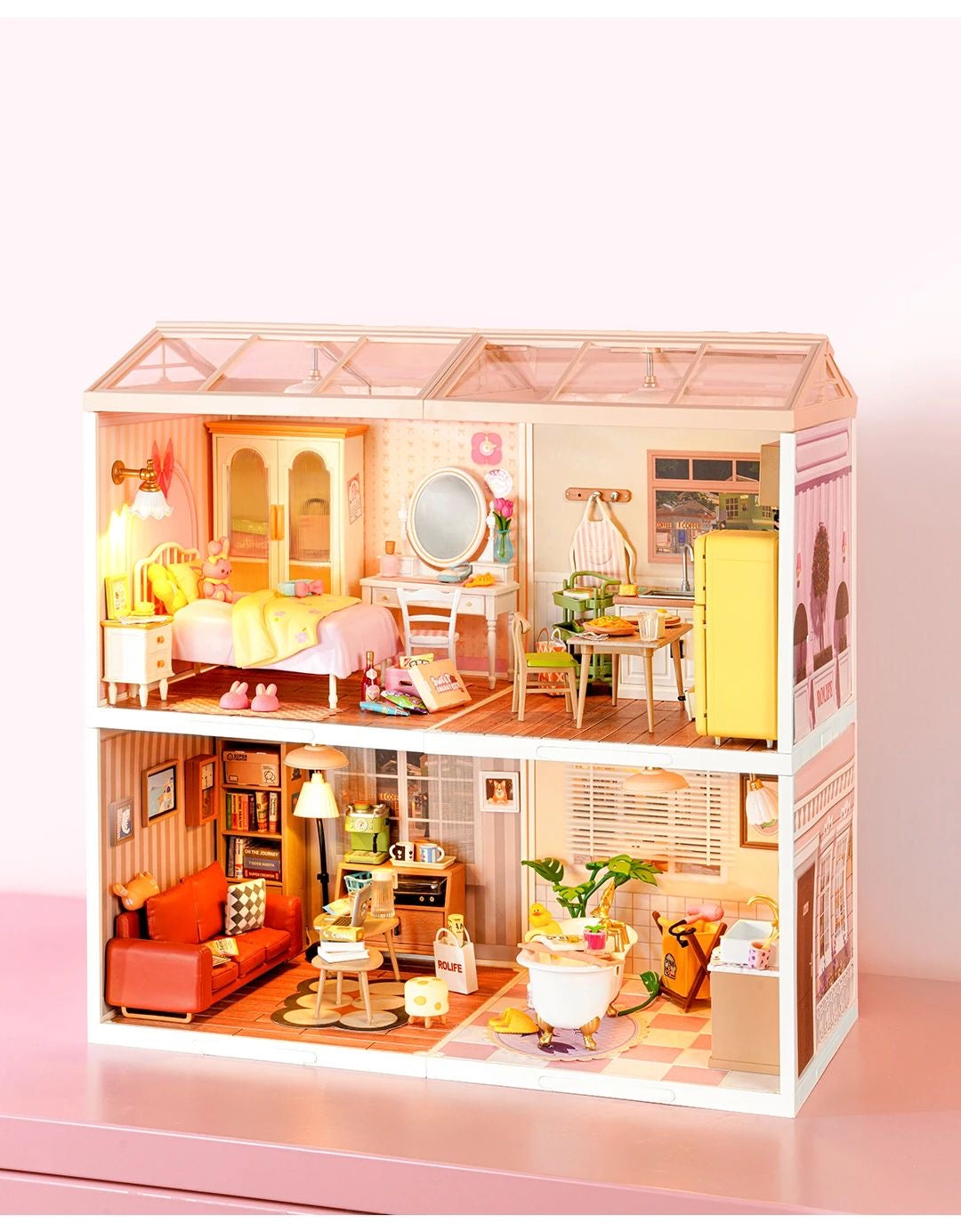DW016 Robotime Rolife Sweet Dream Bedroom Modelo Kit Juguete 3D Rompecabezas de plástico Casa en miniatura DIY