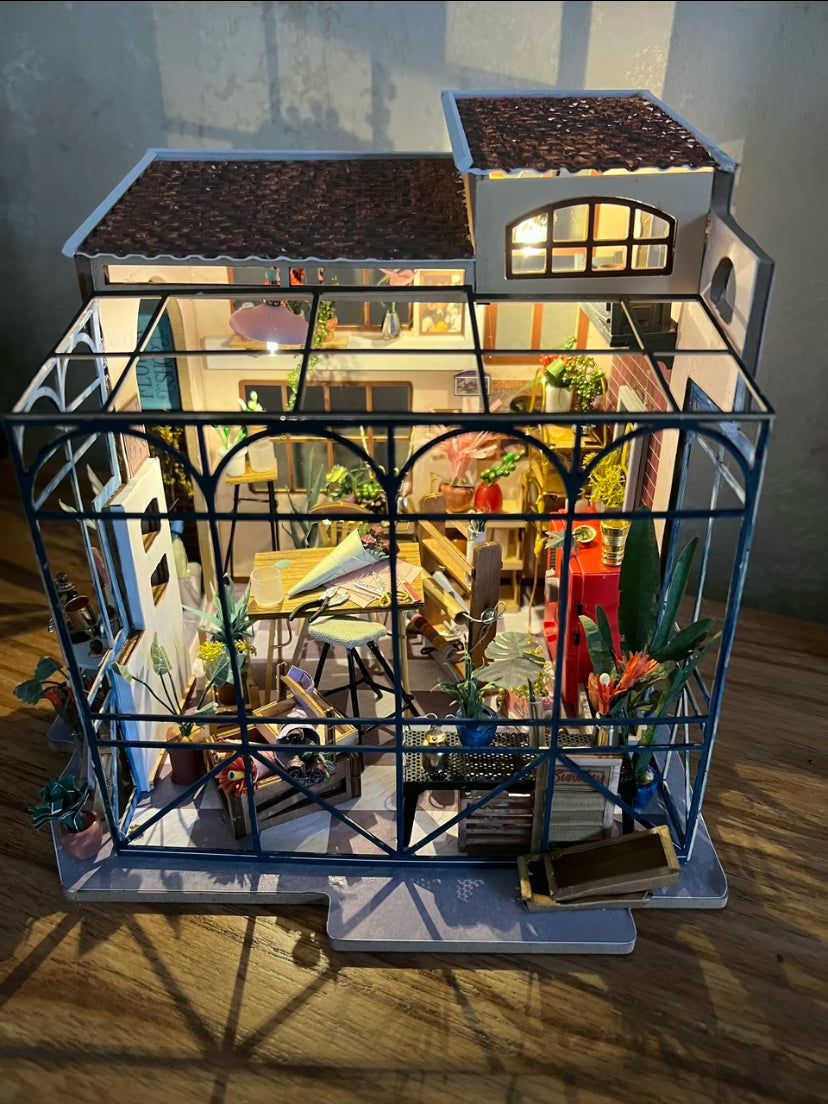 Rompecabezas de madera 3D de Robotime Rolife DG145 Kit de modelo de floristería de Emily Casa de muñecas en miniatura para hacer uno mismo 