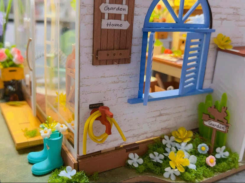 Kit hecho a mano de Robotime Rolife DG163 Dreamy Garden House, rompecabezas de madera en 3D, casa de muñecas en miniatura 