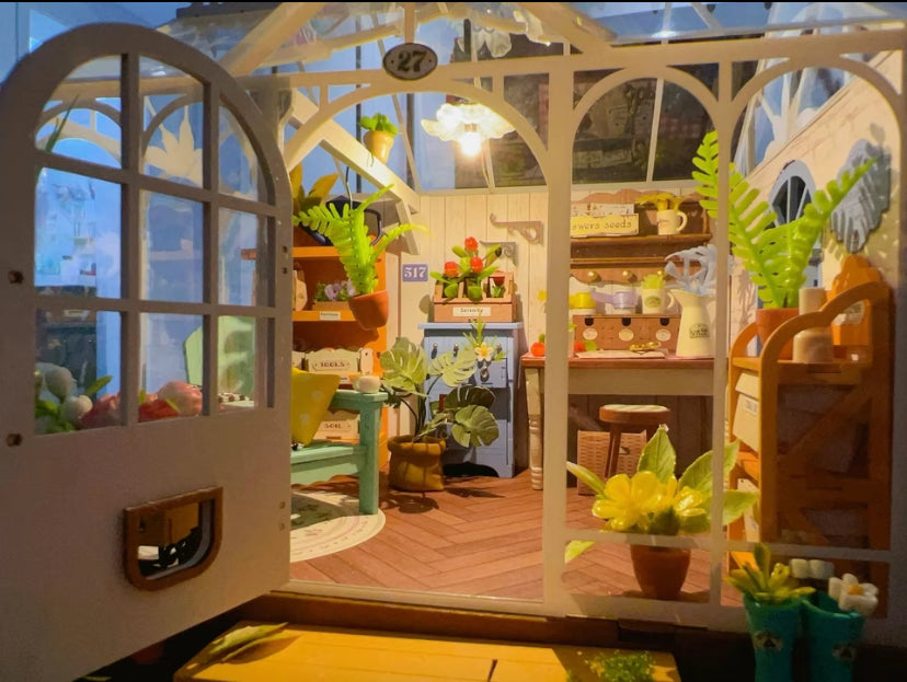 Kit hecho a mano de Robotime Rolife DG163 Dreamy Garden House, rompecabezas de madera en 3D, casa de muñecas en miniatura 