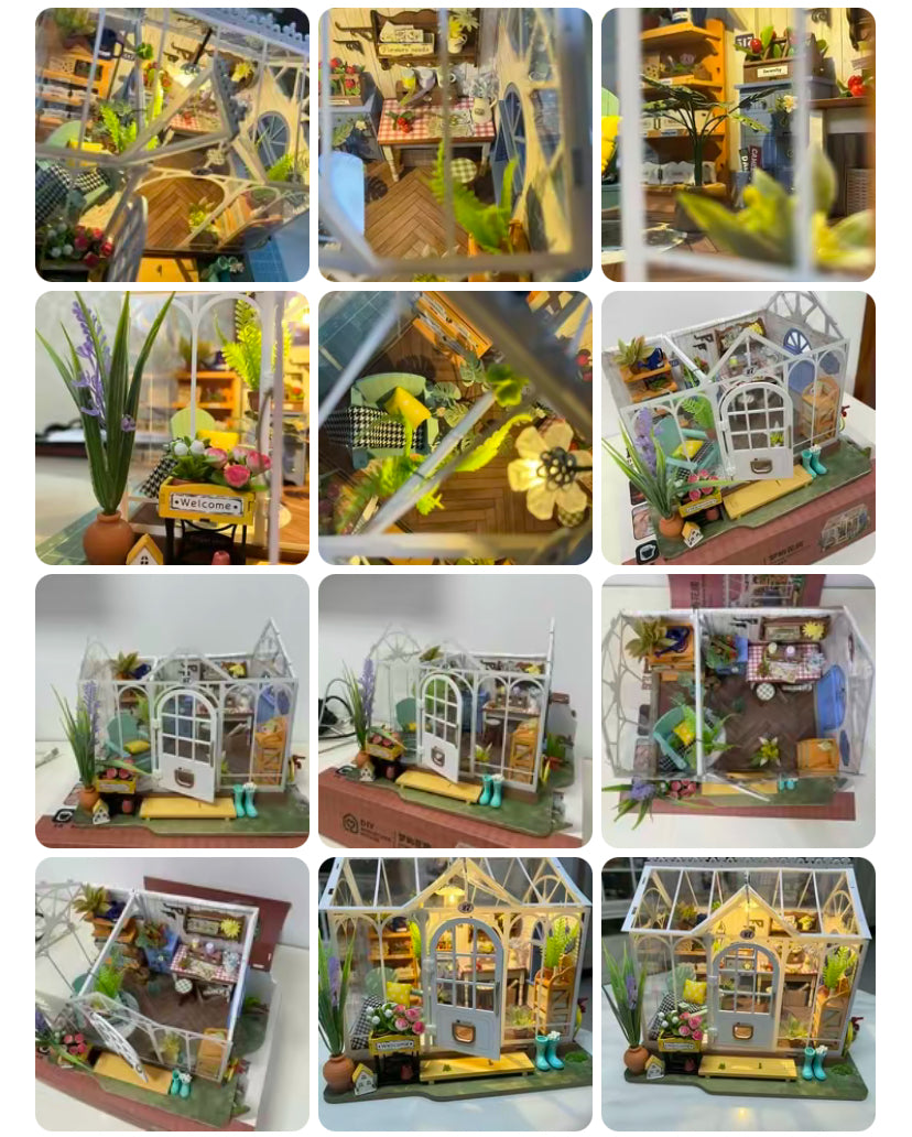 Kit hecho a mano de Robotime Rolife DG163 Dreamy Garden House, rompecabezas de madera en 3D, casa de muñecas en miniatura 