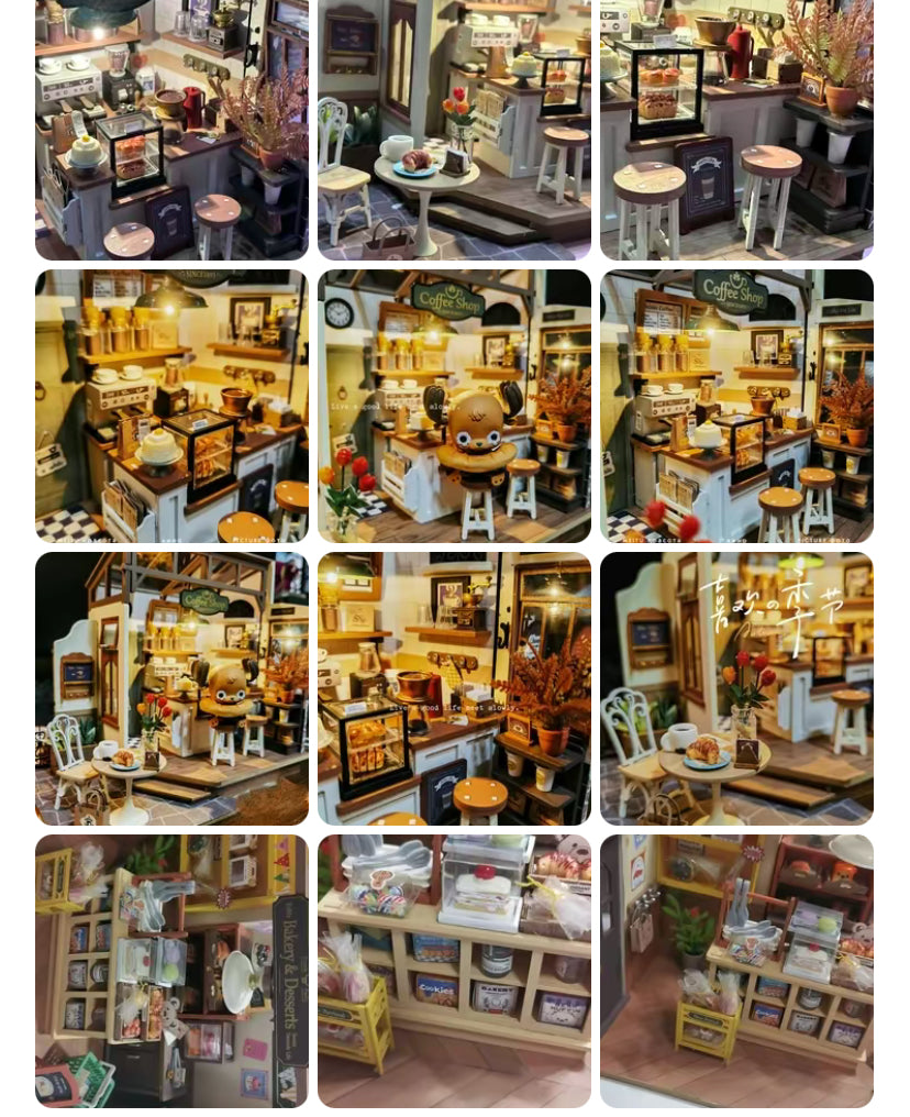 Robotime Rolife No.17 Café Kit de maison miniature pour enfants et adultes Maison de poupée 3D en bois à monter soi-même Jouets de construction Décoration de la maison