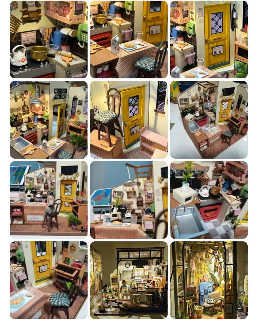 Kit de rompecabezas hecho a mano Robotime Rolife DG159 Casa de muñecas en miniatura de madera 3D de bricolaje con cocina acogedora 