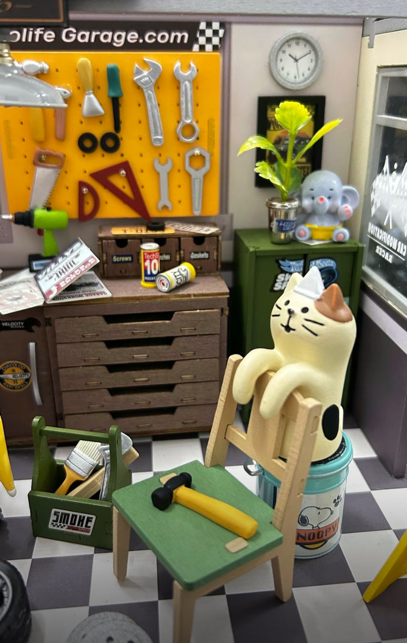 Robotime Rolife - Taller de garaje con luz LED para casa de muñecas en miniatura, kit de bricolaje, mini artesanía decorativa de madera, regalos para niños