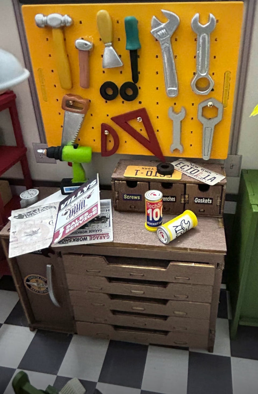 Robotime Rolife - Taller de garaje con luz LED para casa de muñecas en miniatura, kit de bricolaje, mini artesanía decorativa de madera, regalos para niños