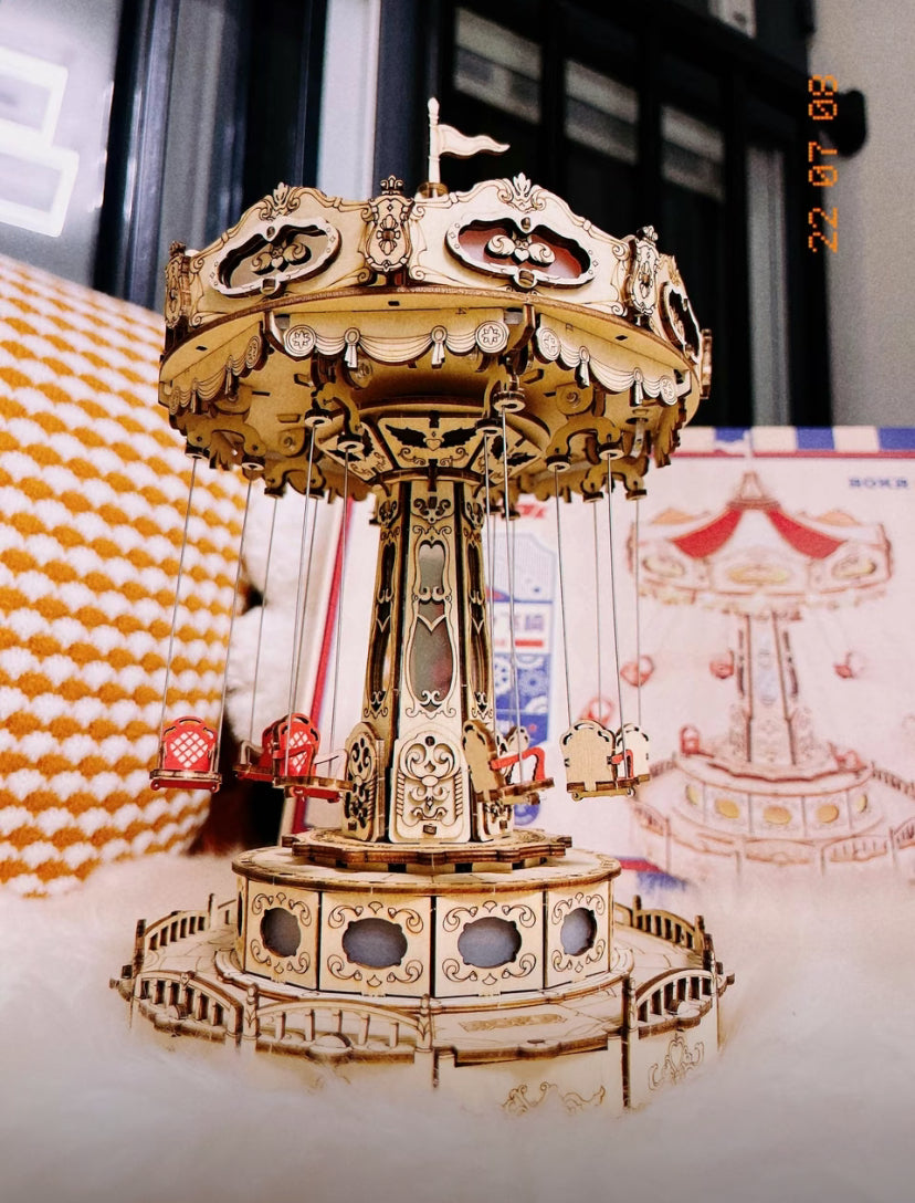 Kit de ensamblaje de juguetes de madera de fábrica Robotime Rokr EA02, rompecabezas de madera 3D para paseo en columpio para envío directo