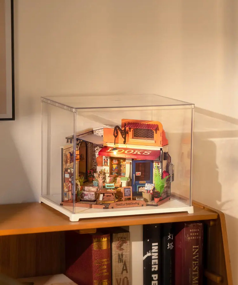 Robotime Rolife Jouets éducatifs DIY Maison miniature DG164 Corner Bookstore Modèle Kit Puzzles 3D en bois