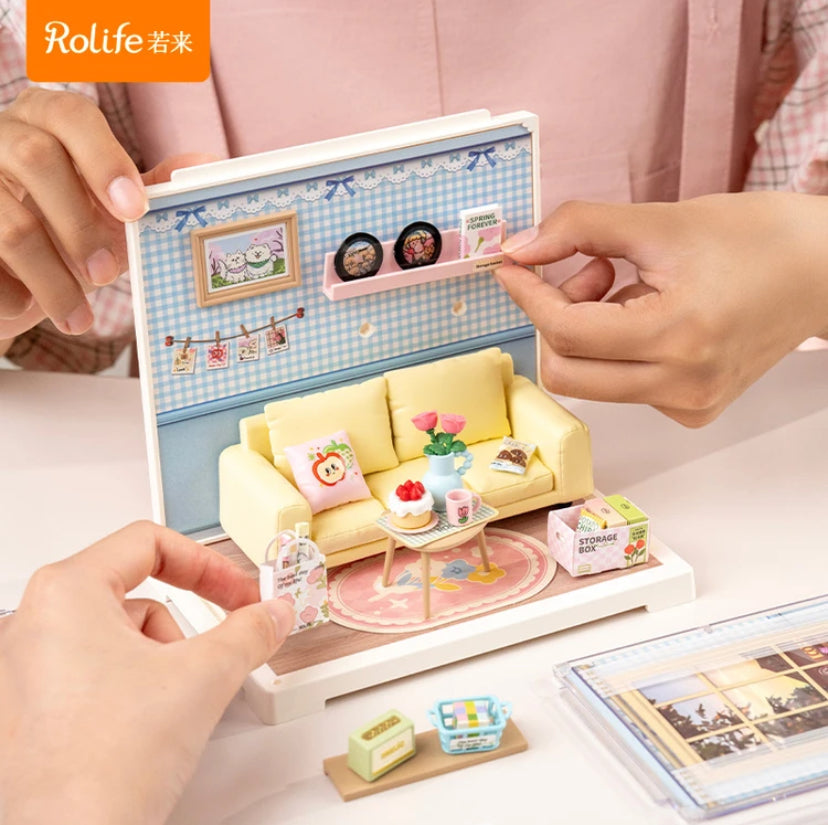 Juego de regalo de juguetes ensamblados Rolife de Robotime DWS01-04, mini rompecabezas de plástico 3D, casa en miniatura para armar