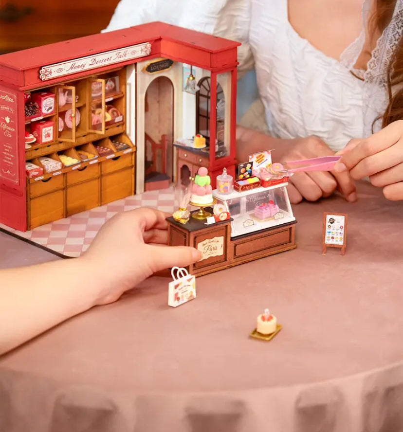 Juguetes educativos de Rolife Robotime, casa en miniatura para hacer uno mismo DG168, modelo de postre de miel, rompecabezas de madera en 3D