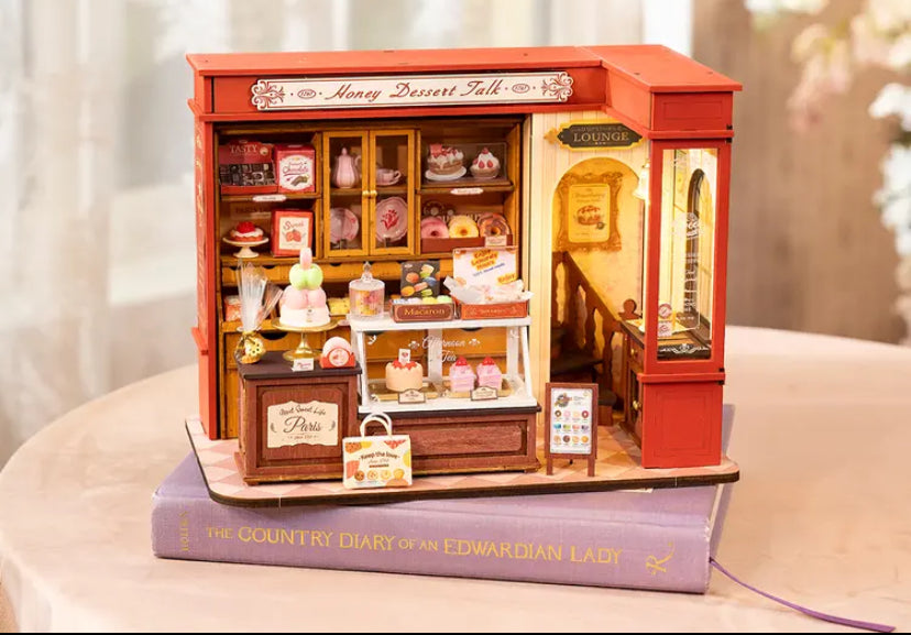 Juguetes educativos de Rolife Robotime, casa en miniatura para hacer uno mismo DG168, modelo de postre de miel, rompecabezas de madera en 3D