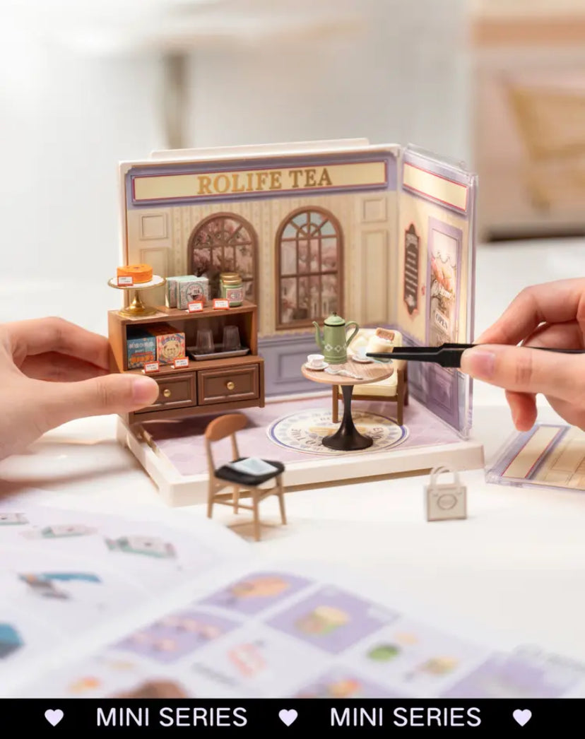 Juego de regalo de juguetes ensamblados Rolife de Robotime DWS01-04, mini rompecabezas de plástico 3D, casa en miniatura para armar