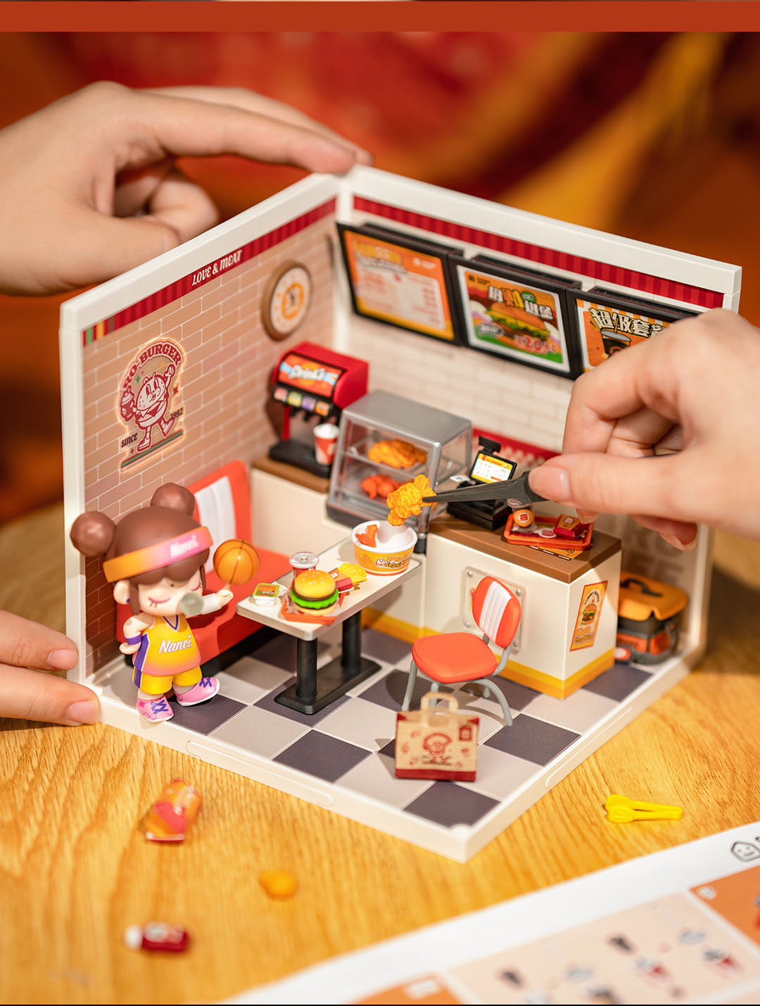 DW010 Tienda de Hamburgo Robotime Diy Puzzle 3D Idea de regalo para el hogar Kit de tienda de suministros de modelos