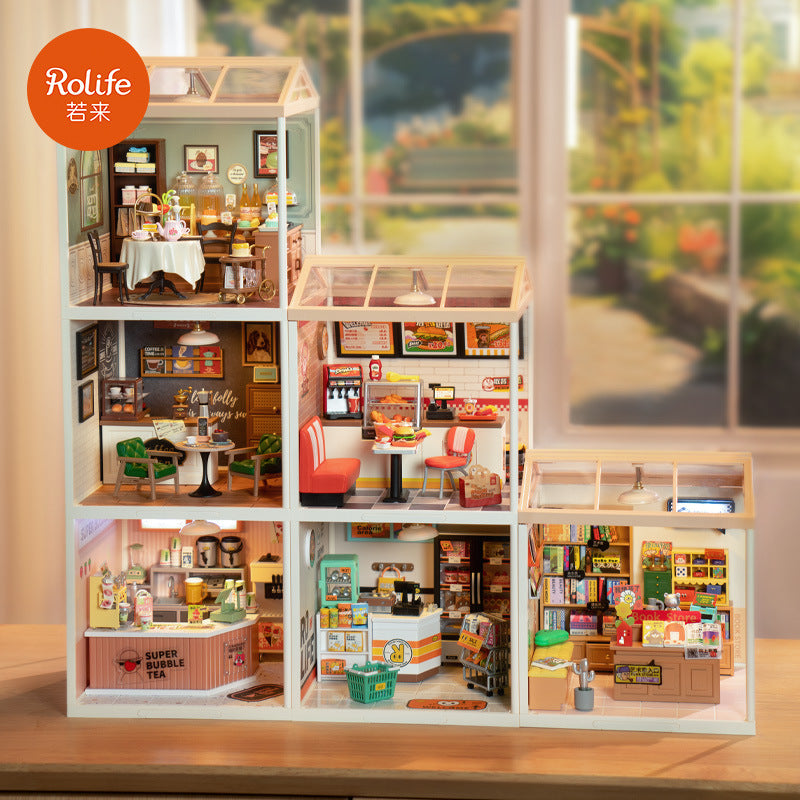 DW011 Té de la tarde Robotime Mini casa de muñecas Kit de casa en miniatura para hacer uno mismo con accesorios