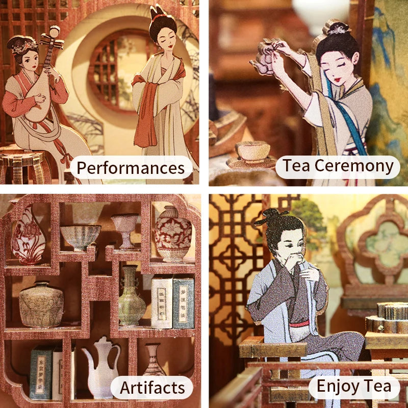 CUTEBEE Book Nook Kit DIY Doll House with LED Light Bookshelf Insert Eternal Bookstore Model Collection Series For Birthday Gift