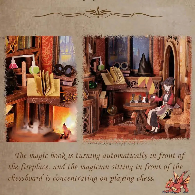 CUTEBEE DIY Book Nook Kit Miniature Dollhouse with Lights Magic Pharmacist Gift Ideas Bookshelf Insert For Birthday Gift