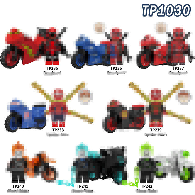 TP1030 Super Heroes Movie Series Character with Motorcycle Mini Assembly Figs Building Block Educational Children Toys Gift