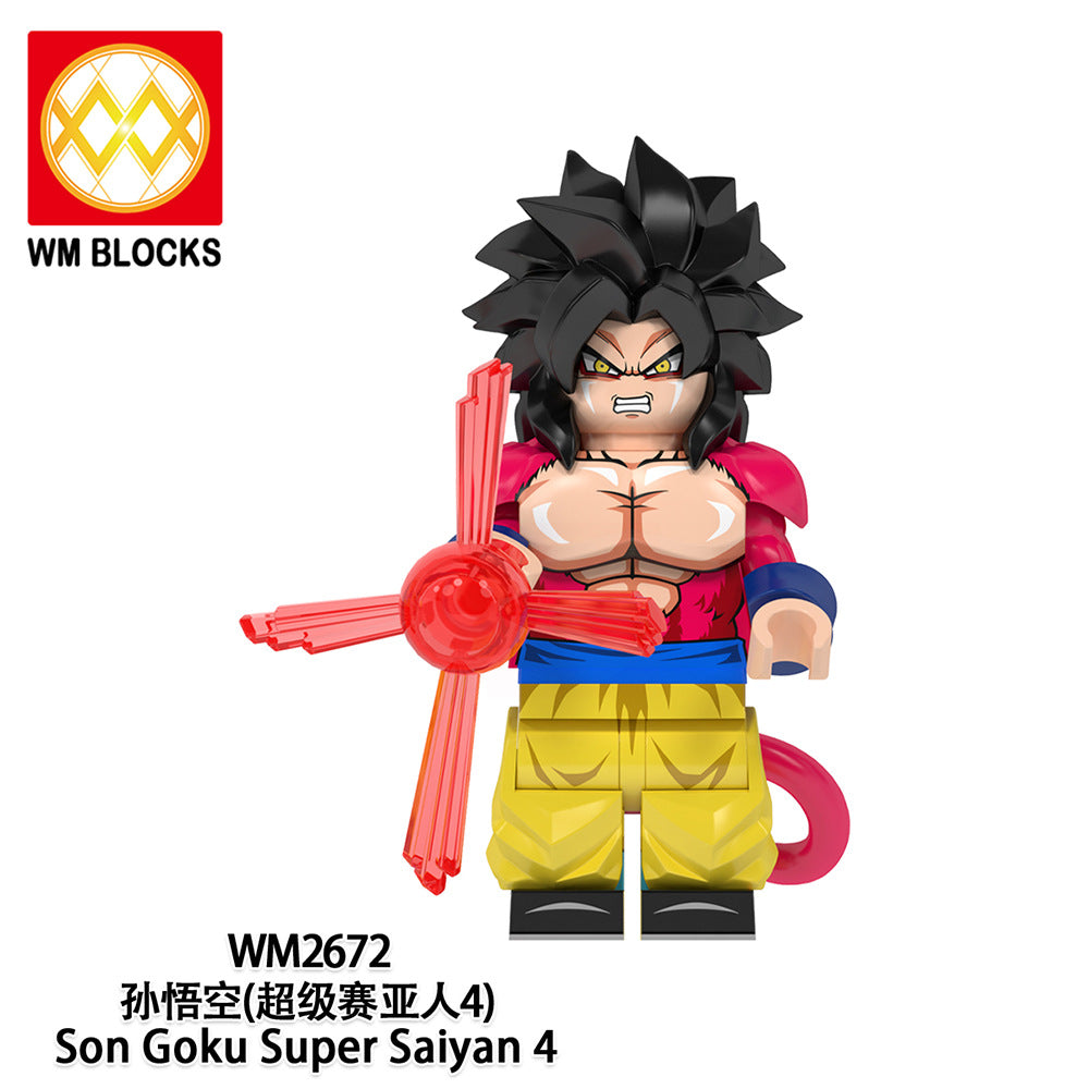 WM6177 Fun Anime Dragon Evolution Son Goku Master Rosh Figure Gifts Creation DIY Building Block Sets Educational Kids Toys
