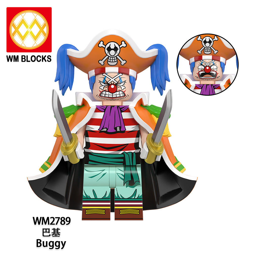 WM6192 Anime 1 PIECE Monkey Luffy Roronoa Zoro Nami Sanji Tony Chopper Nico Robin Franky Building Blocks Toy for Kids