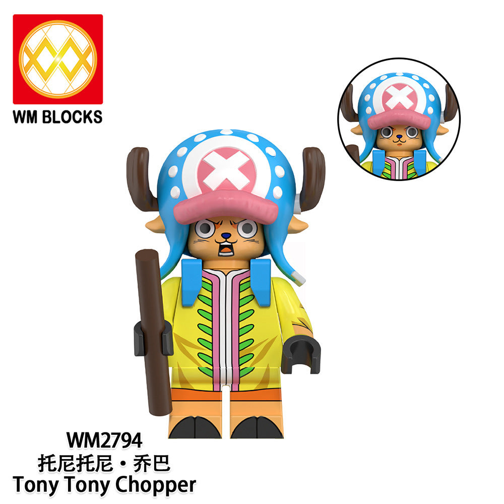 WM6193 Japanese Anime 1 Piece Monkey D.Luffy Sanji Nami Nico Robin Tony Tong Chopper Roronoa Zoro Building Blocks Kids Gift Toys
