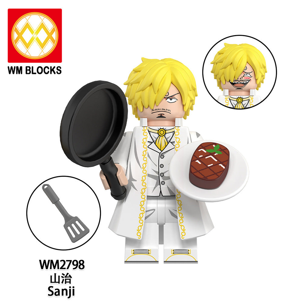 WM6193 Japanese Anime 1 Piece Monkey D.Luffy Sanji Nami Nico Robin Tony Tong Chopper Roronoa Zoro Building Blocks Kids Gift Toys