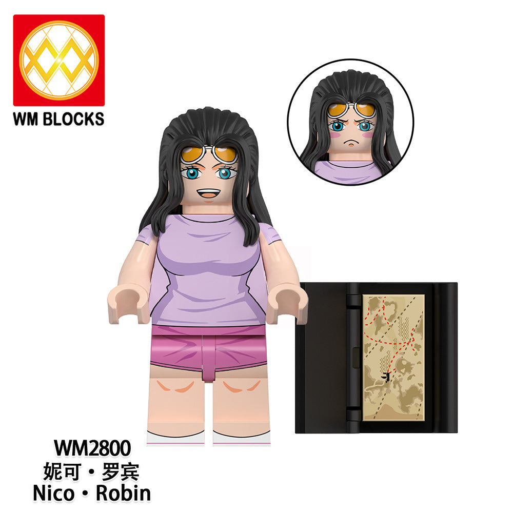 WM6193 Japanese Anime 1 Piece Monkey D.Luffy Sanji Nami Nico Robin Tony Tong Chopper Roronoa Zoro Building Blocks Kids Gift Toys