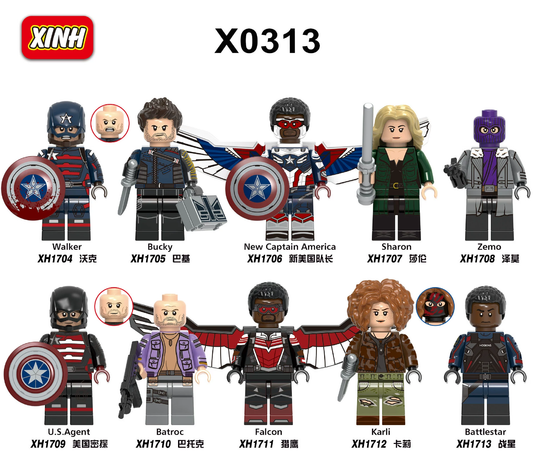 X0313 LEGO Super Heroes Movie Character the Fal-con Winter Soldier Zemo Battlestar Karli U.S.Agent Building Blocks Bricks Kids Toys